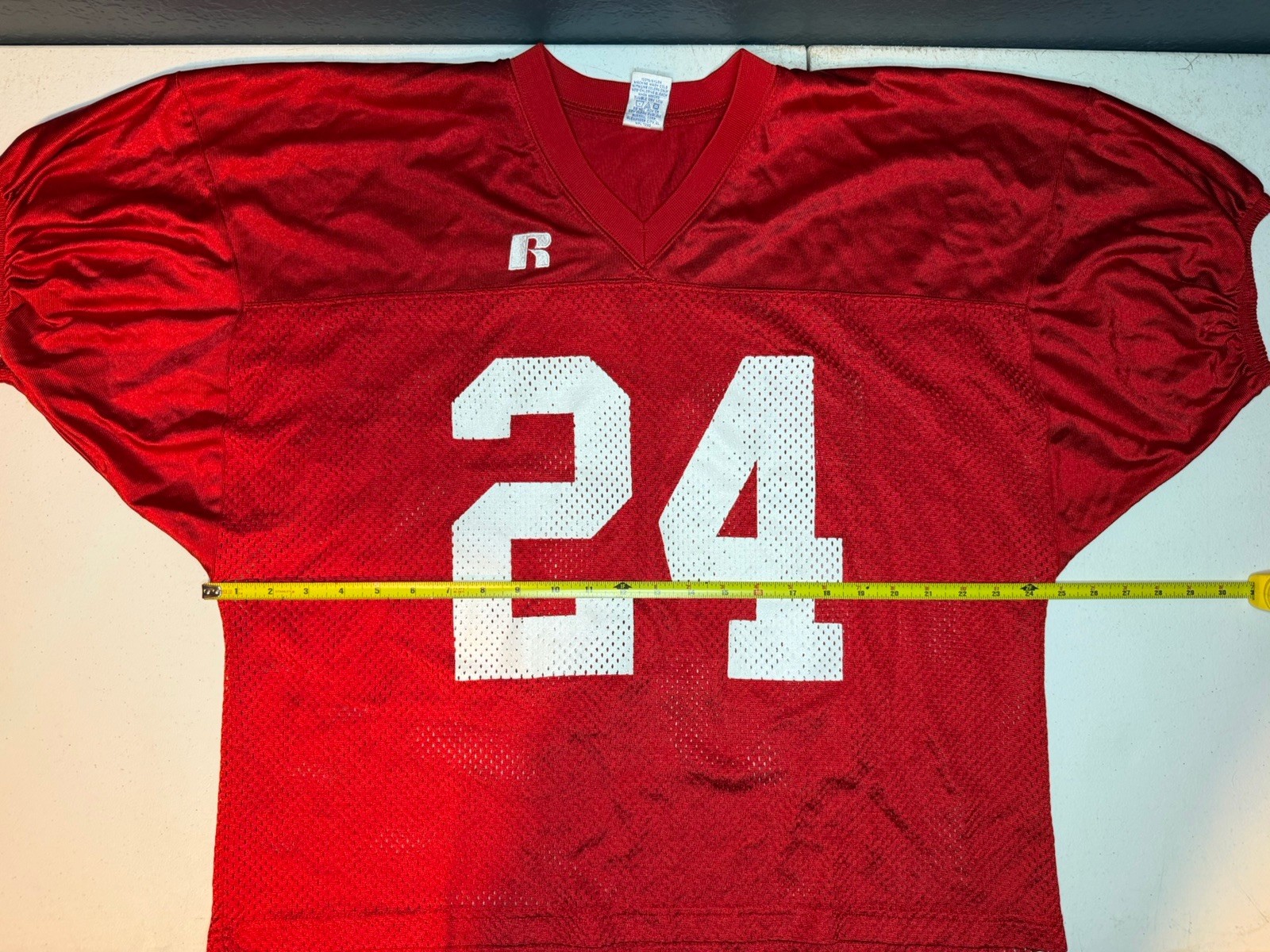 Vintage Russell Athletic Football Practice Jersey #24 Red Mesh XL 90s