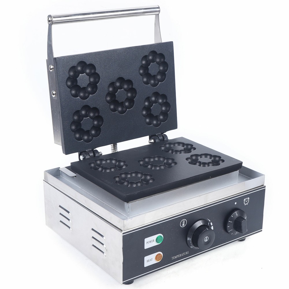 1500W Donut Maker Waffle Machine Commercial 5 Dounts Baking Waffle Machine Timer