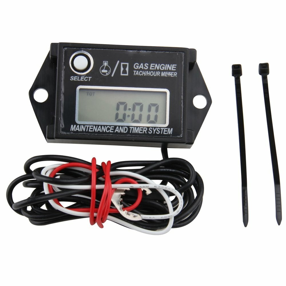 Tiny Waterproof Digital Tachometer Tach Hour Meter Job Timer Resettable Briggs
