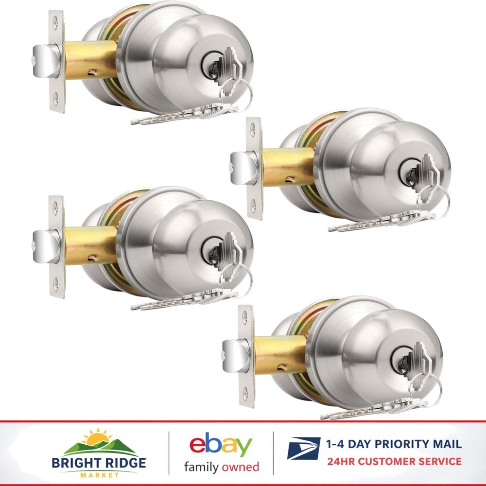 Easy Install Entry Door Knobs with Universal Hand Orientation and Keys Included