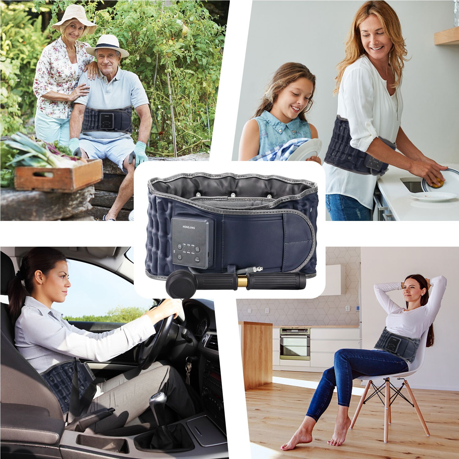 Inflatable Back Massager Belt with Heating & Vibration for Back Pain Relief