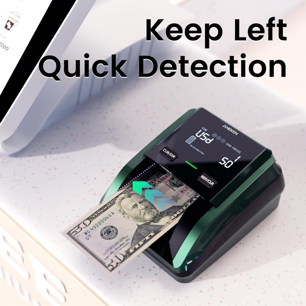 Aneken AL-139 Counterfeit Bill Detector: 2.8" Display, Value Counting, Multi-Dir