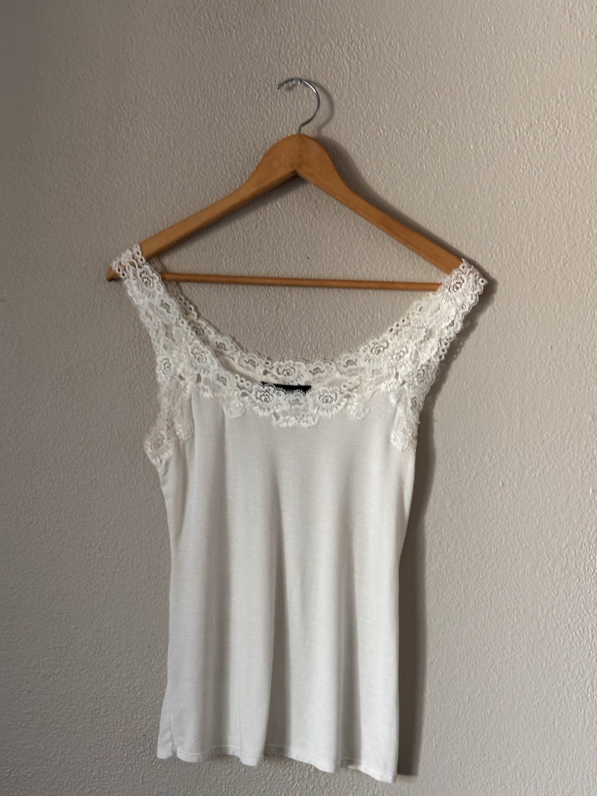 Josie Natori Camisole Tank Lace Trim Ivory Medium Lingerie Top