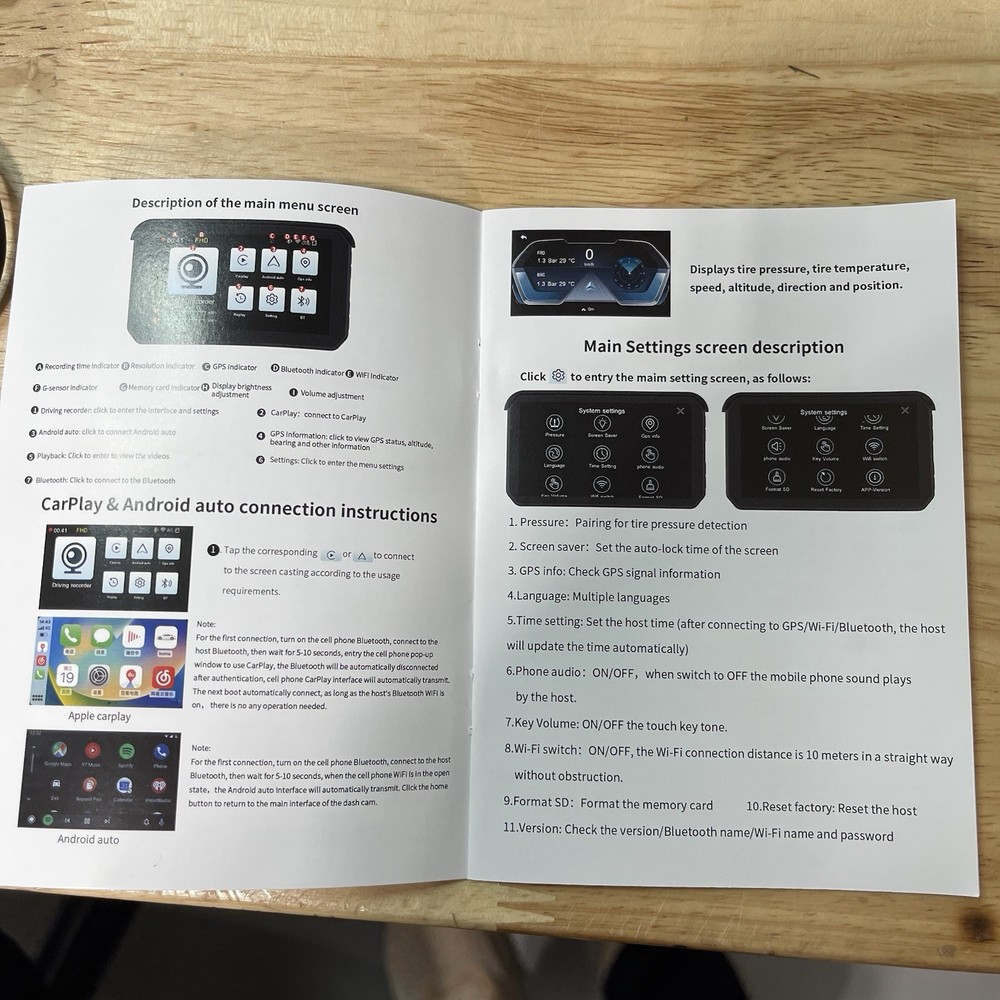 Waterproof Motorcycle Navigation GPS Wireless Carplay Android Auto Screen / TPMS