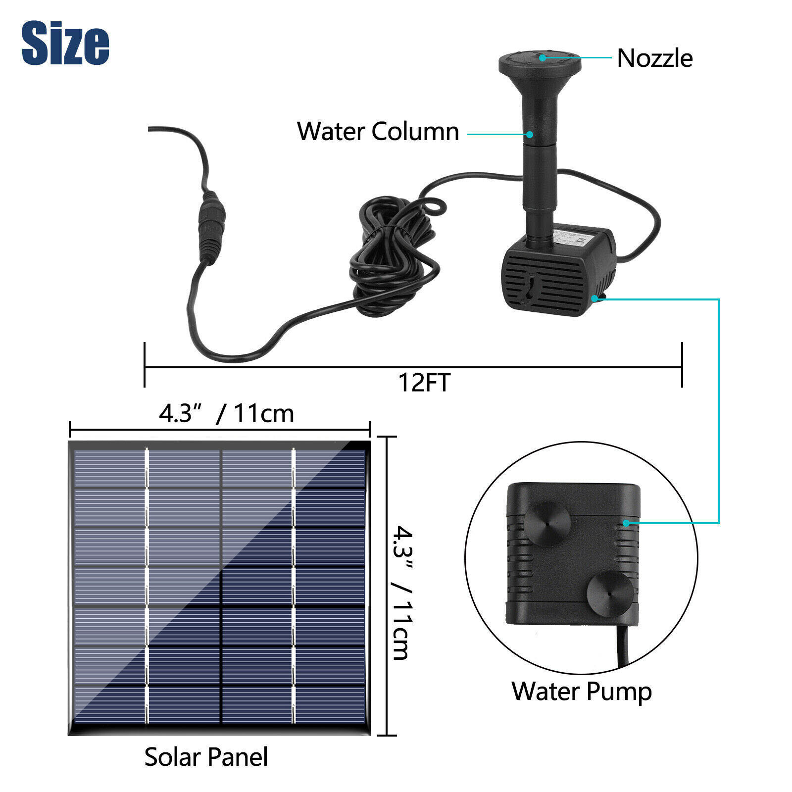 Solar Power Fountain Floating Water Pump for Bird Bath Pond