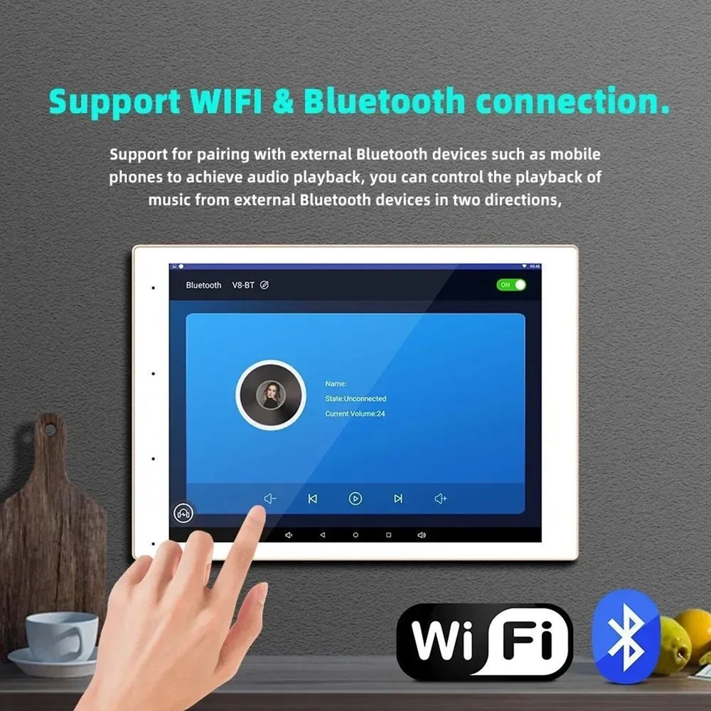 Smart Bluetooth Wall Amplifier Music Panel 8inch Touch Screen Stereo Home Audio