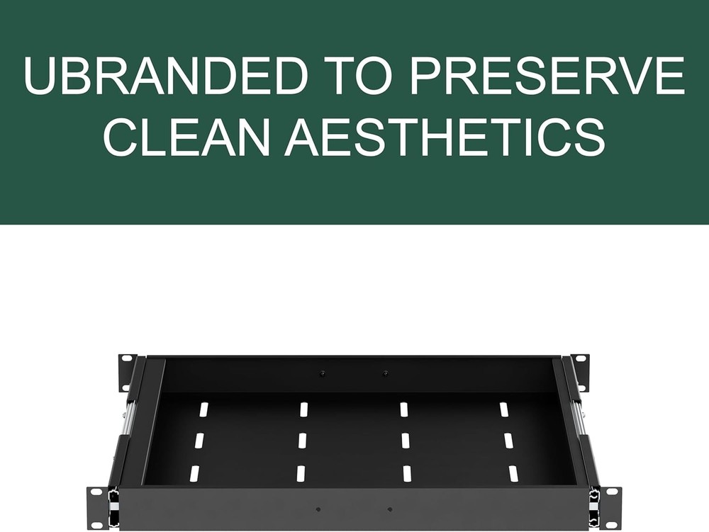 ynVISION.DESIGN 1U Server Rack Mountable Slide Out Shelf with Handle