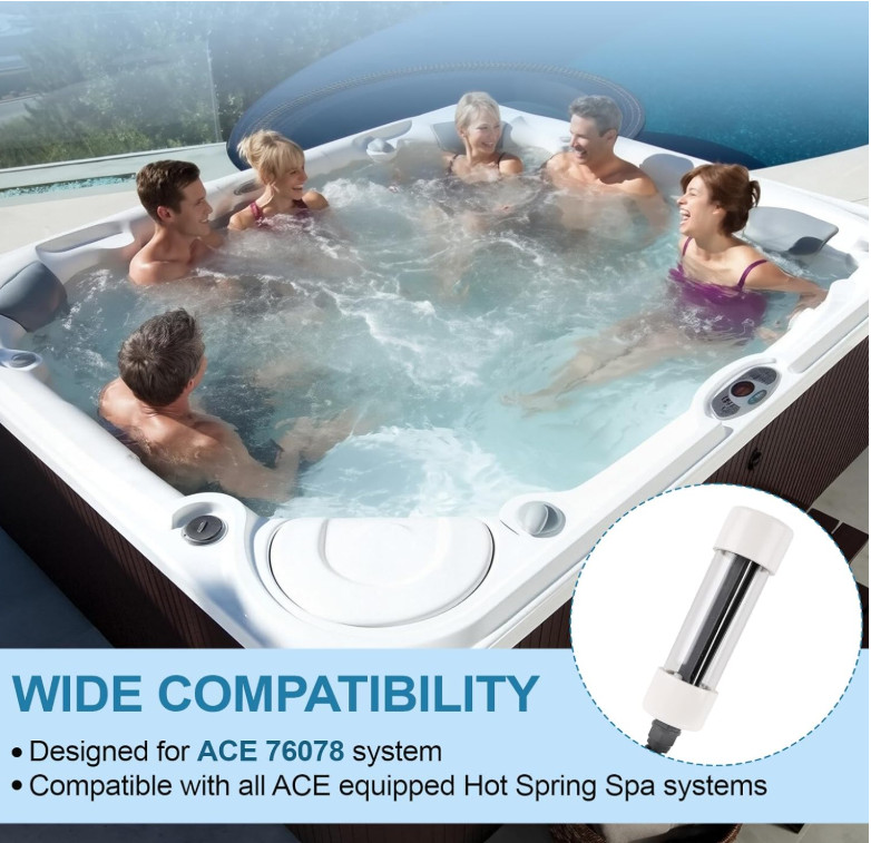 Salt Cell Replacement Compatible with Hot Spring ACE 76078, Easy Install, Long L