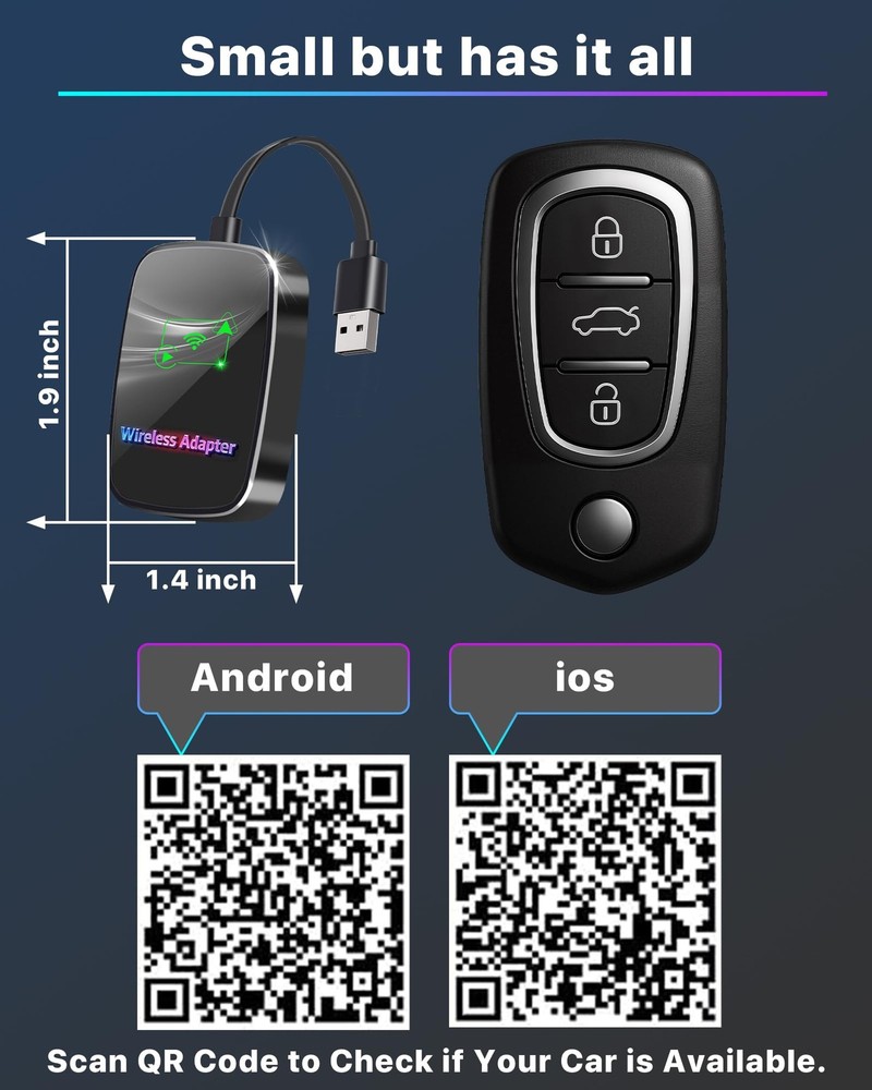 Omeyo Wireless CarPlay Adapter for & Android Auto, Auto Connect Black