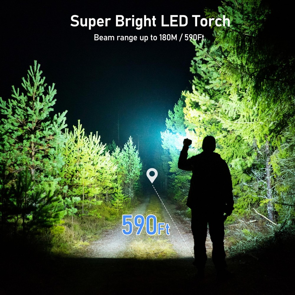 Blukar Flashlight Rechargeable, High Lumens Flashlight, Super 1 Pack, Black