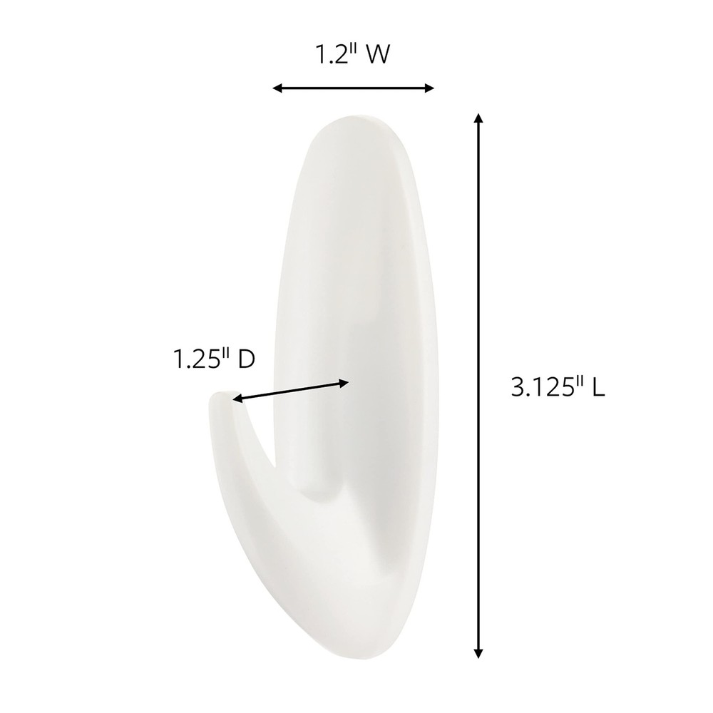 Command Medium Designer Hooks, 2 Hooks and 4 Strips, Medium, White