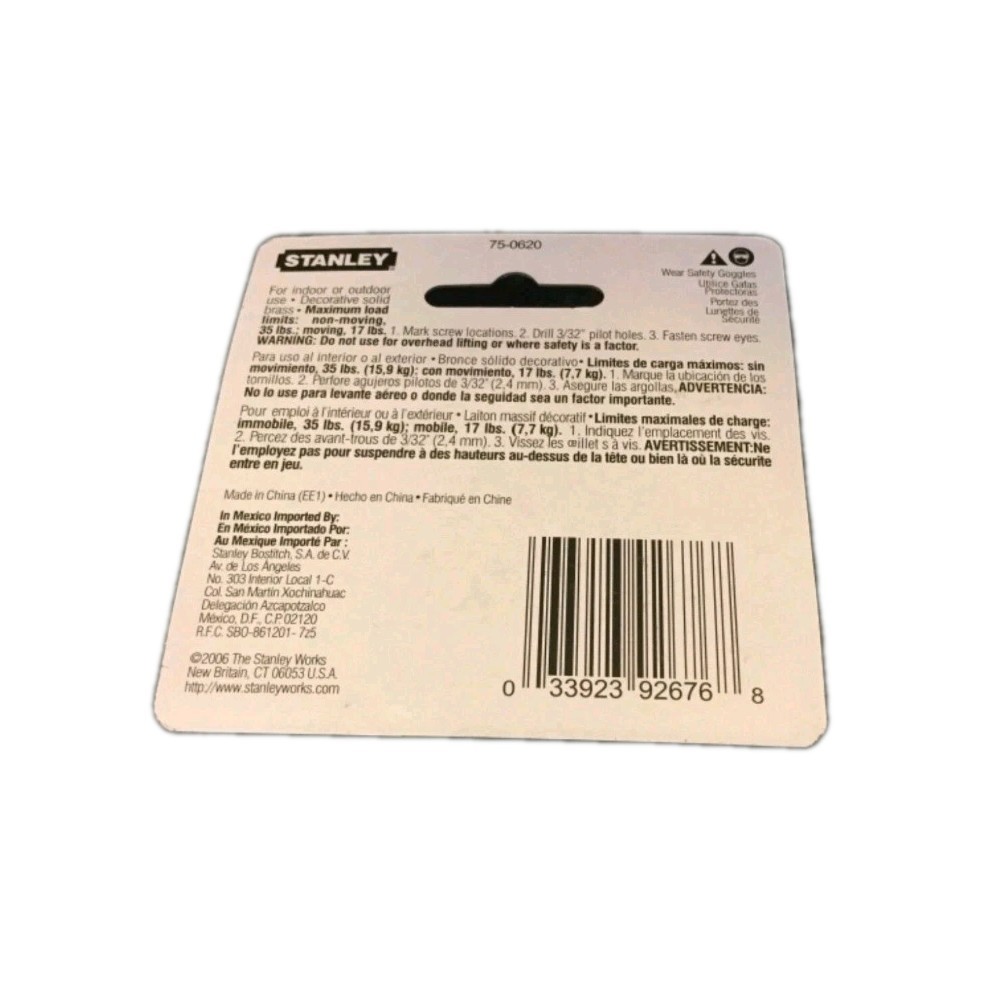 Brand New Stanley 2 Inch latch Hook Eye Solid Brass Screws (Great Value)