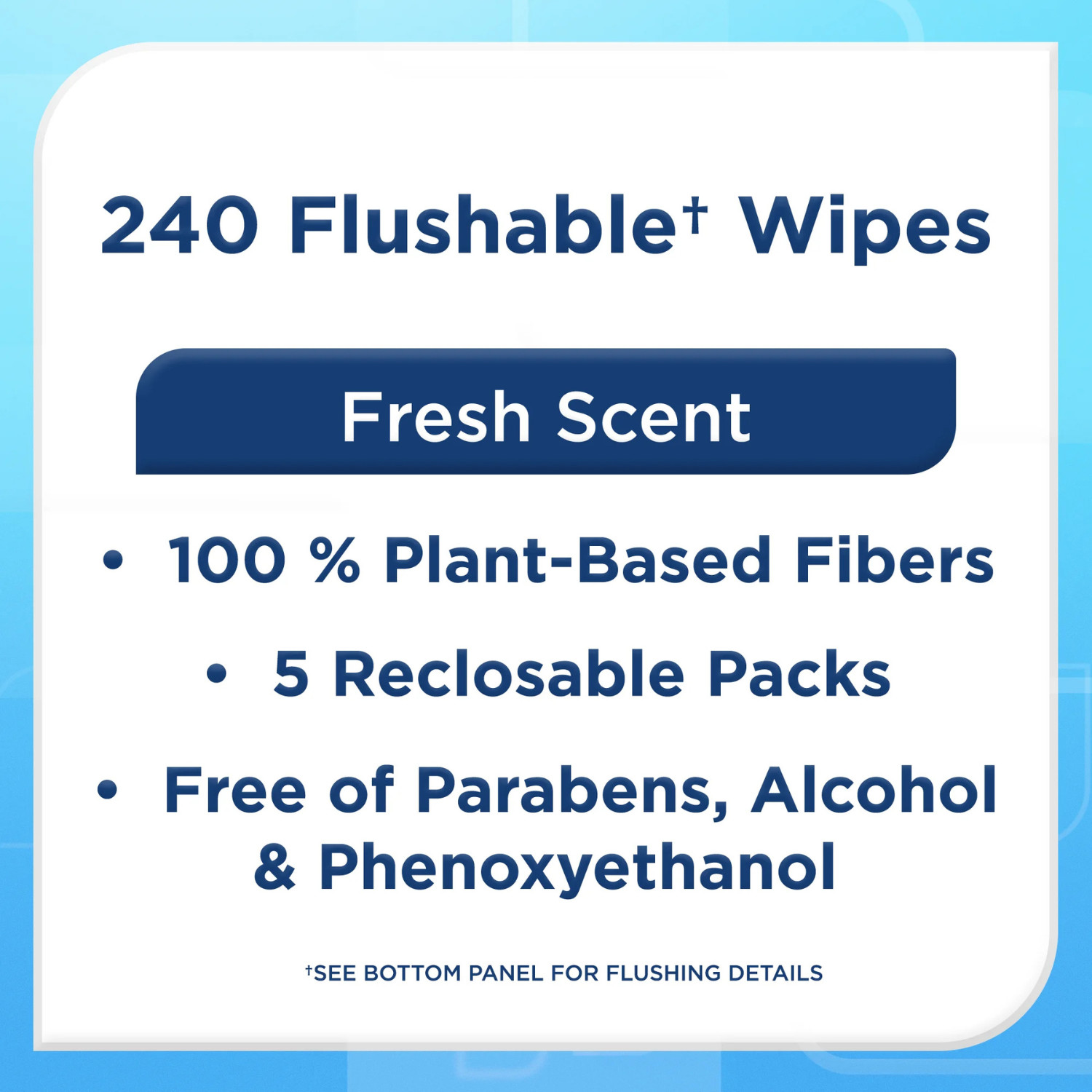 Equate Flushable Wet Wipes, Fresh Scent, 240 Wipes (5 Pack)