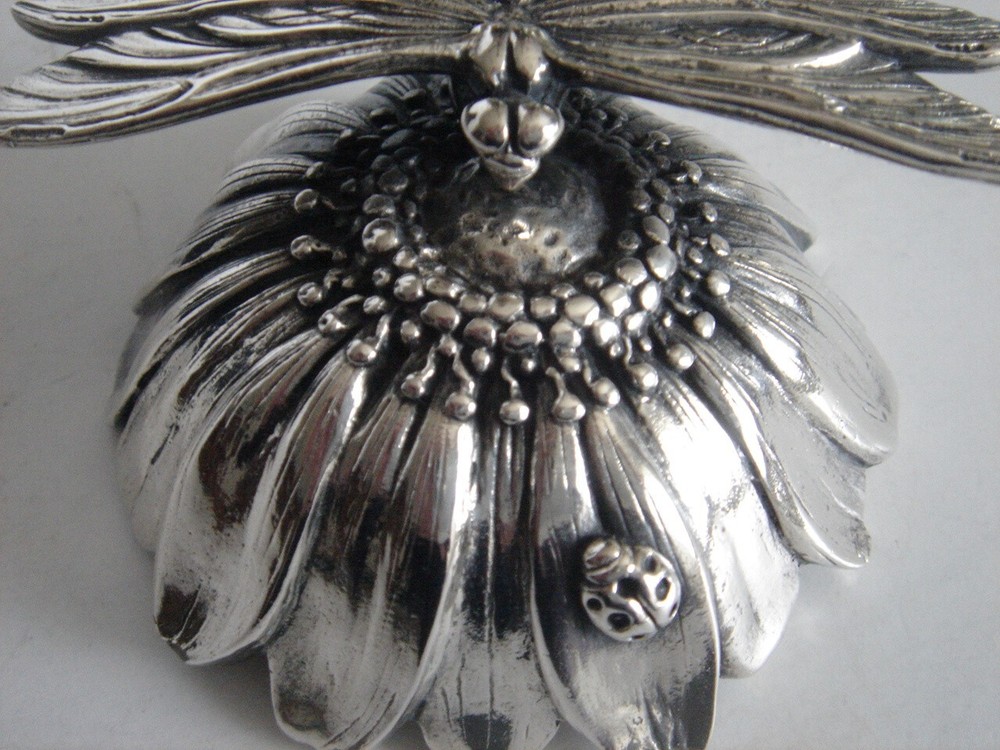 Reed & Barton Silver Plated Dragonfly w/Lady Bug Music Box Non-Working Order