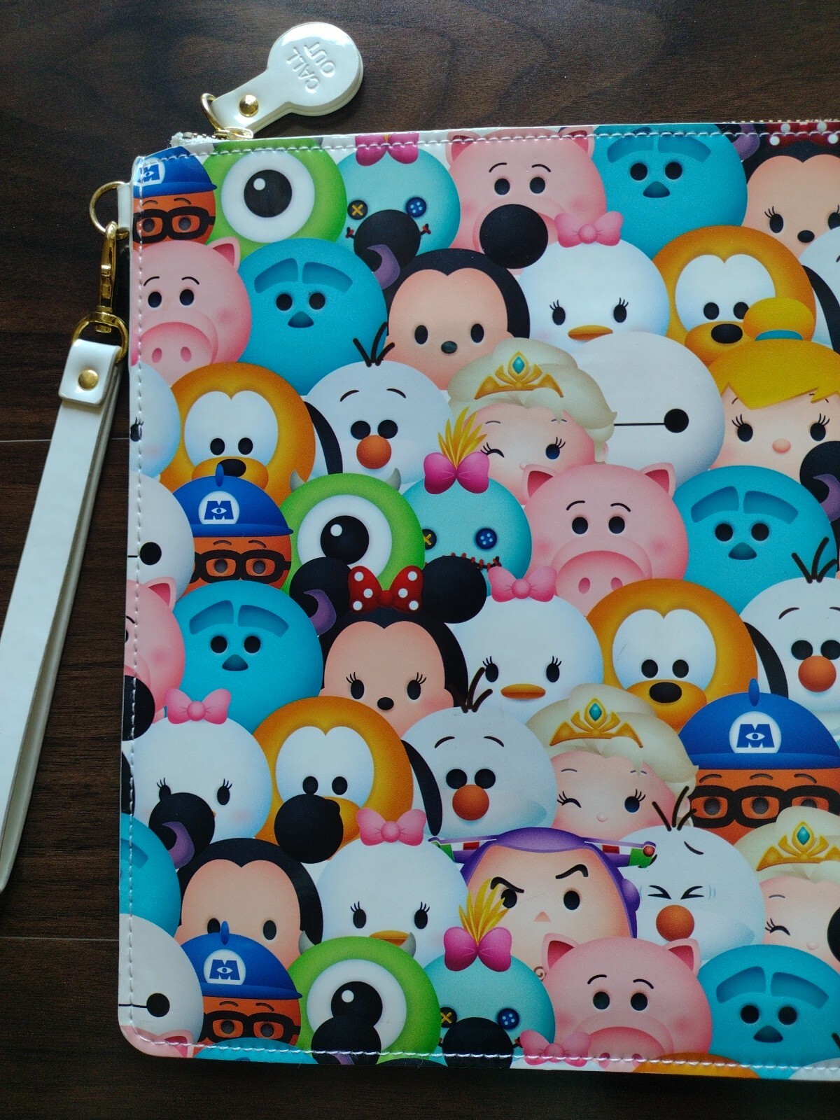 Large Disney Tsum Tsum Zip Pouch Wallet Call Out Vinyl Microfiber bag case 10x14