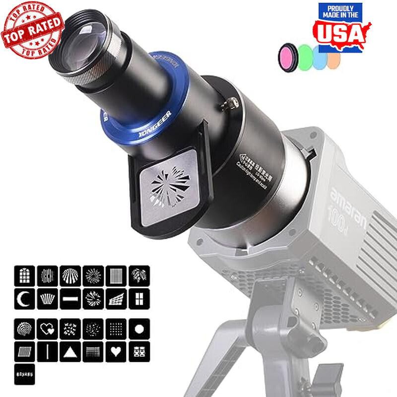 Bowens Mount Projector Spotlight Optical Snoot Kit W/25 Gobos 4 Filter Versatile