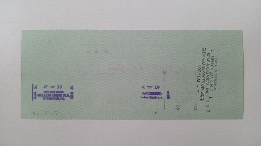 Clemaco Services: 1978 Pittsburgh Pirates Expense Check