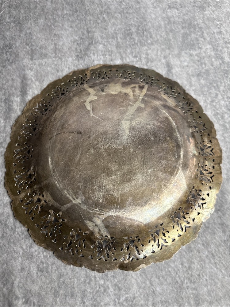 Hans Jensen Denmark Silverplate Repousse Embossed PLATE Whale Hallmark 11”