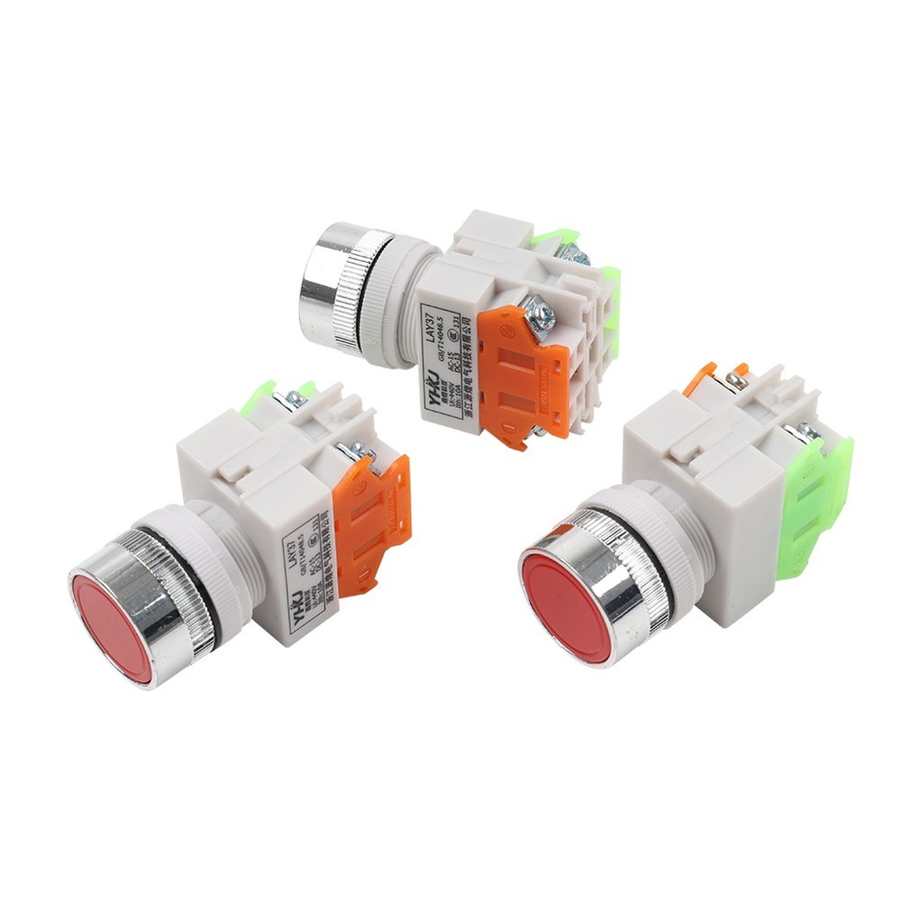 3PCS AC 660V 10A 4pin instantaneous push button switch red