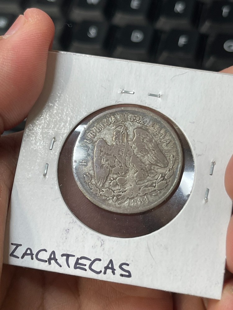 1881 Mexico 25 Centavos Silver Coin