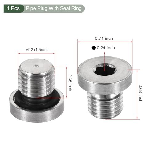 M12 x 1.5 Stainless Steel Pipe Plug, Internal Hex Head Socket Pipe Fitting |