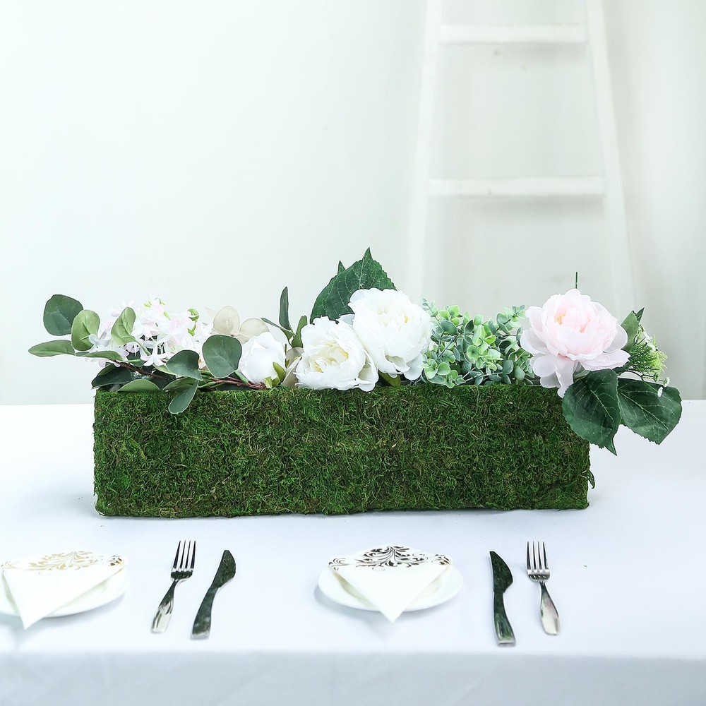 23.5" long Green Natural Moss Rectangular Planter Box Wedding Party Decorations