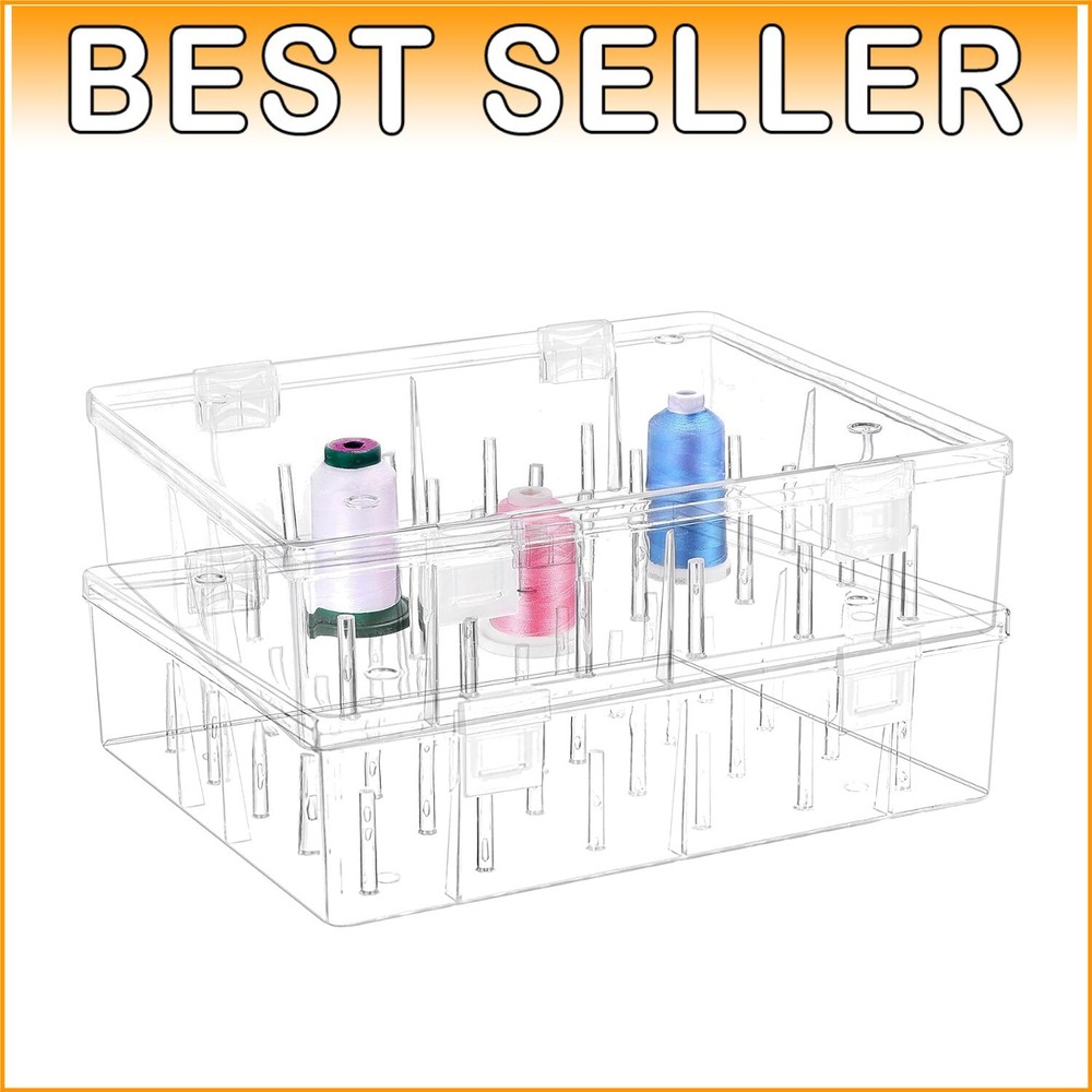 Superb Visibility Stackable Thread Storage Boxes - 2 Pack for Embroidery