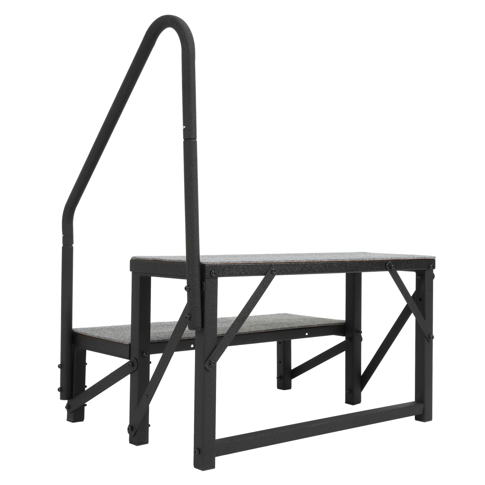 2 Steps Ladder RV Step w/Handrail For Trailer Travel Camper Mobile Home Stairs