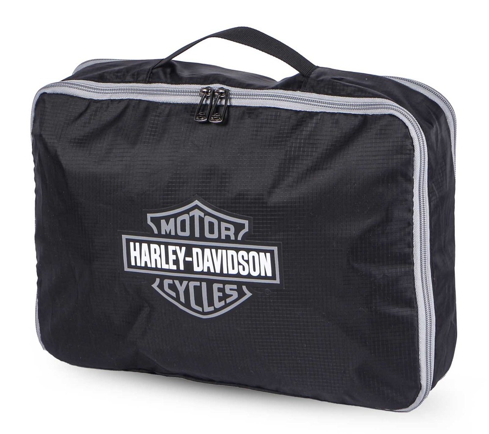Harley-Davidson 3PC Expandable Packing Cube Set, Bar & Shield Logo- Black/Silver