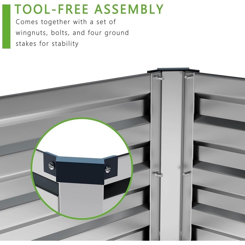 2PCS 12x4x1FT Galvanized Raised Garden Bed Kit Vegetable Boxes-Rectangle Box