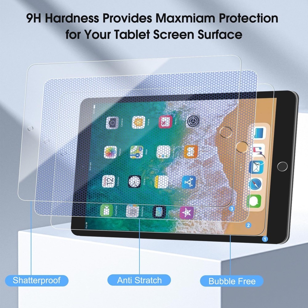2 Pack Screen Protector for iPad 6th 5th Generation 9.7 Inch 2018/2017, iPad ...