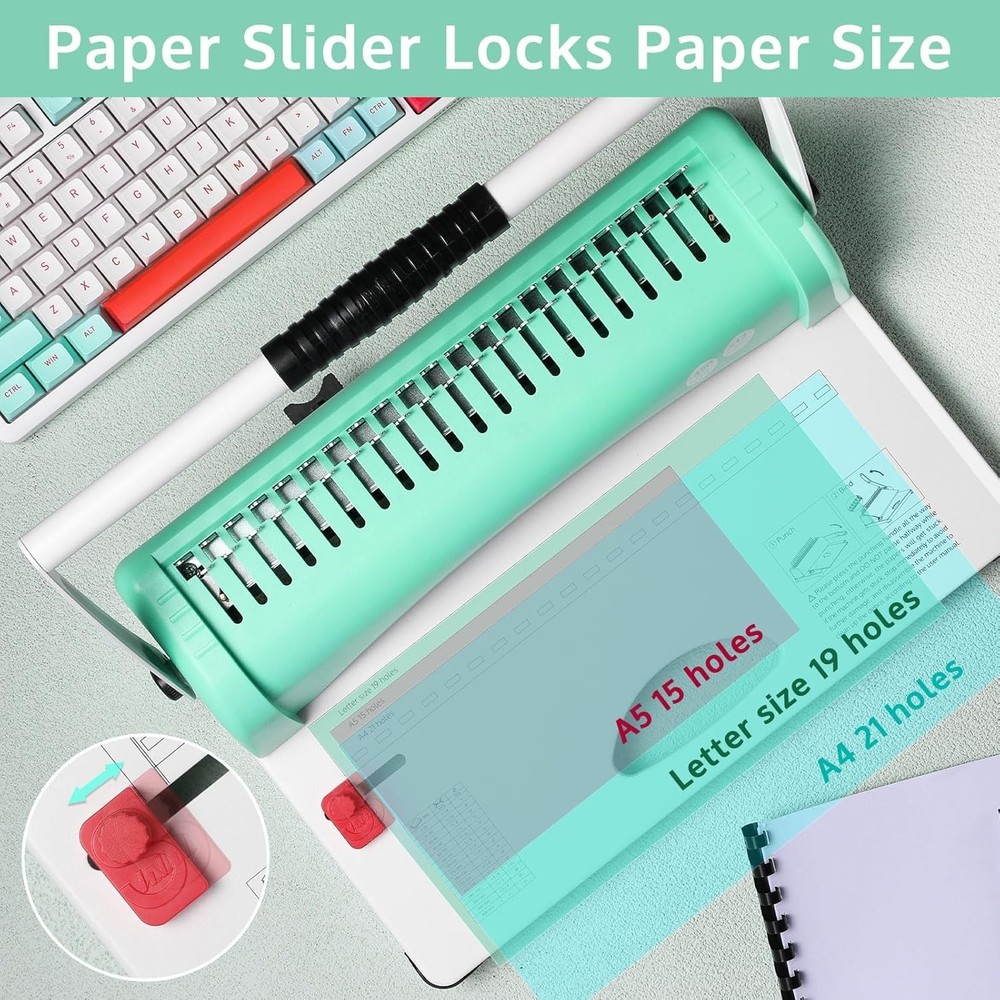 User-Friendly Dual-Arm Paper Binder for 450 Sheets - Includes 100 Binding Spines