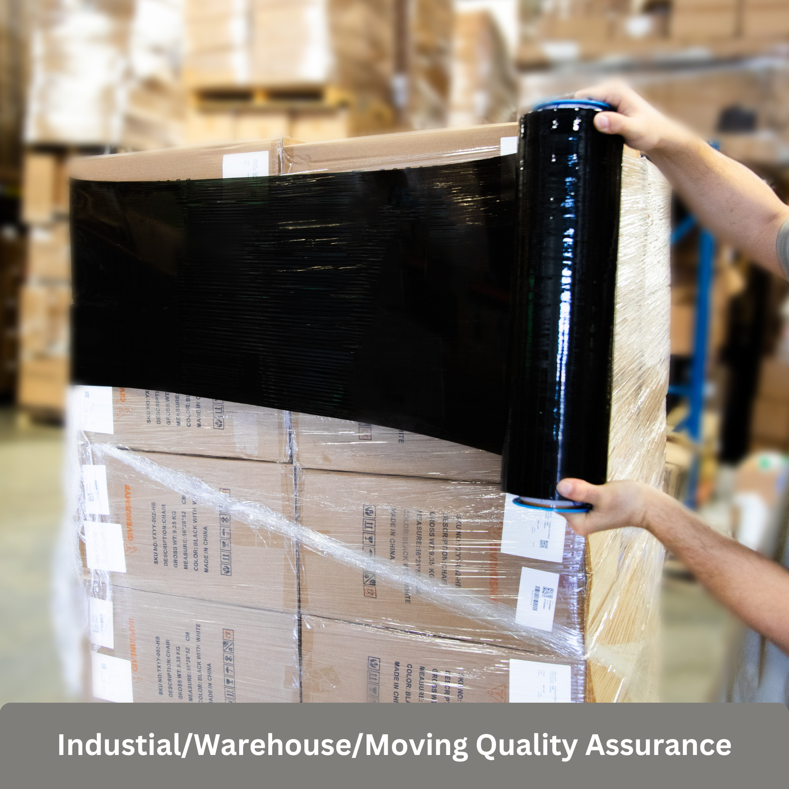 18" x 1500' 60 Gauge 4 Rolls Pallet Wrap Stretch Film Hand Shrink Wrap Black NEW