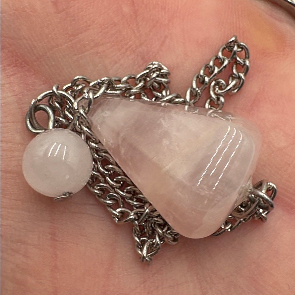 Rose Quartz Crystal Pendulum Bookmark Boho Spiritual Reading Accessory