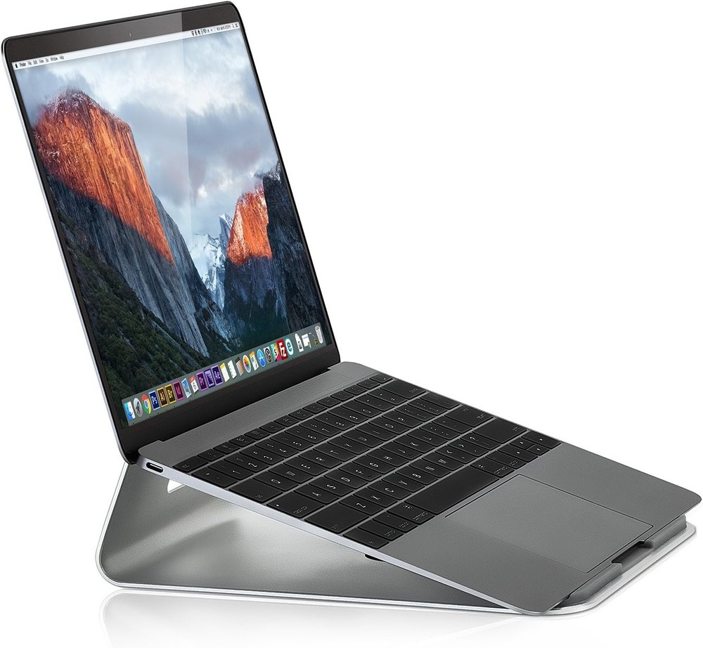 Mount-It! Tilted Laptop Riser for MacBook and iPad Pro - Ergonomic Silver