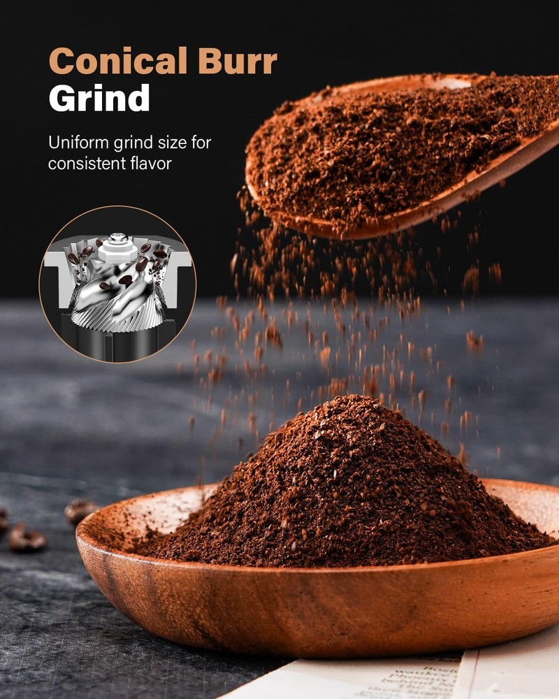 Electric Espresso Grinder Conical Burr 51 Settings Timer