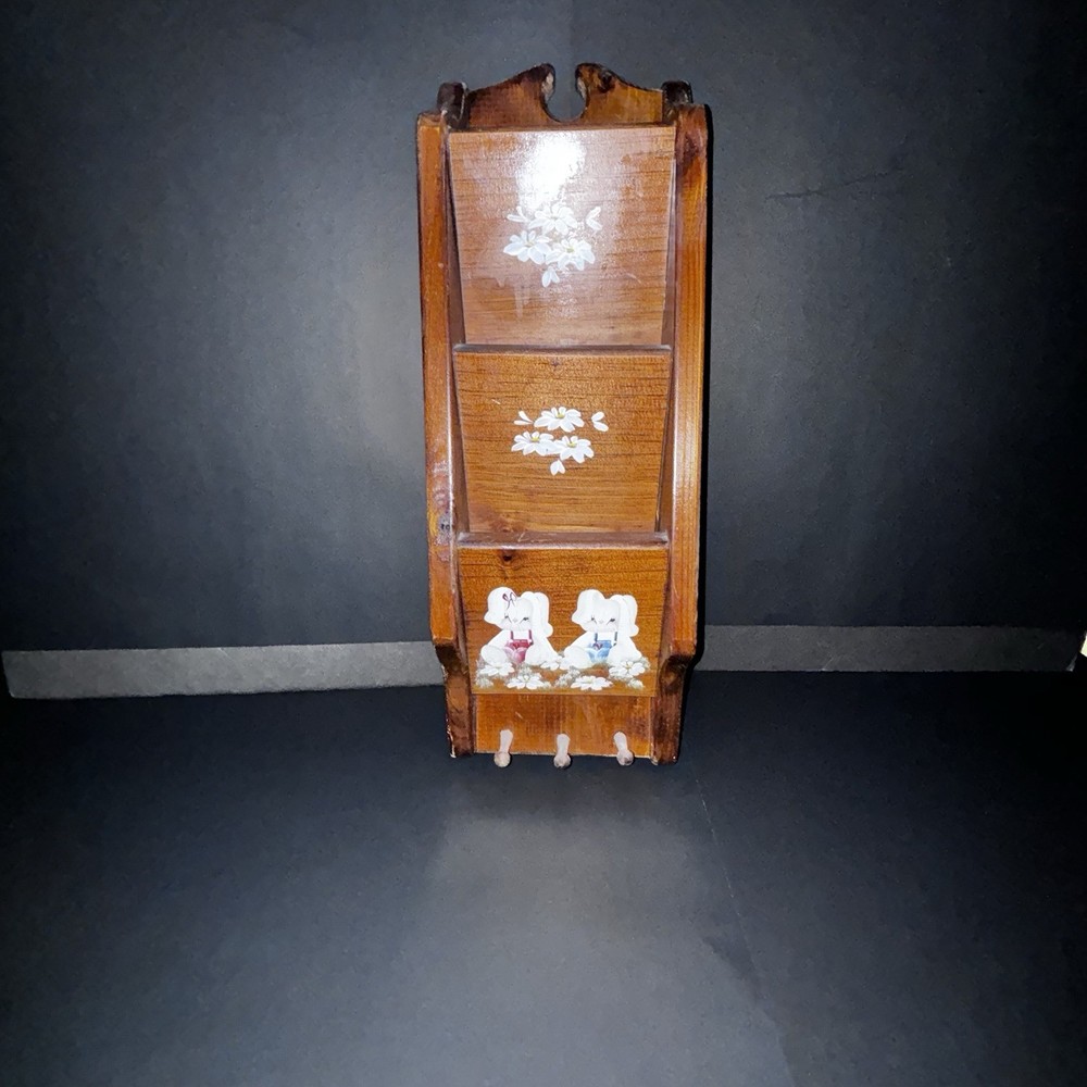 Rustic Wood Mail Organizer With Key Pegs