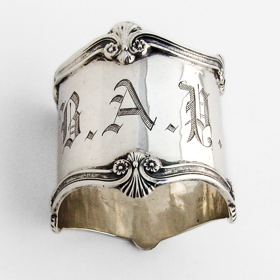 Applied Border Napkin Ring Blackinton Sterling Silver Mono BAP