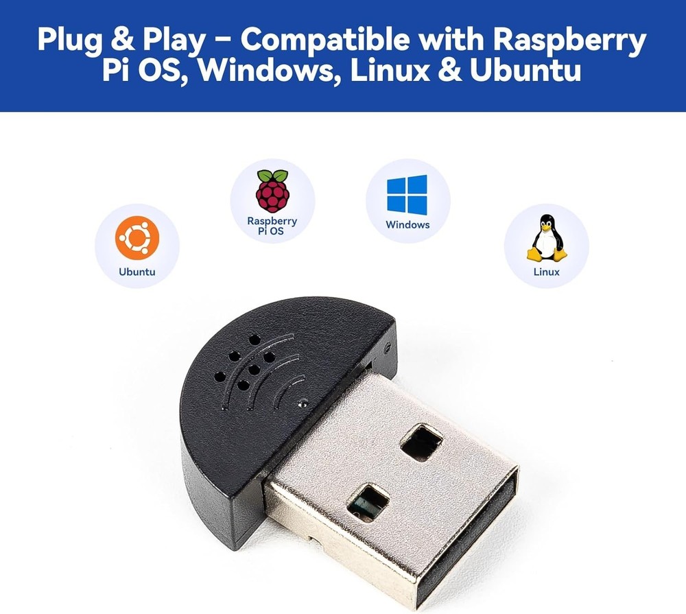 High Compatibility USB Microphone for Computers and Raspberry Pi