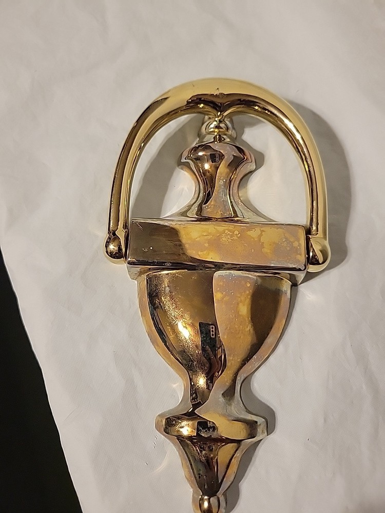 Vintage Door Knocker Solid Polished Brass Colonial Baldwin Design Preowned
