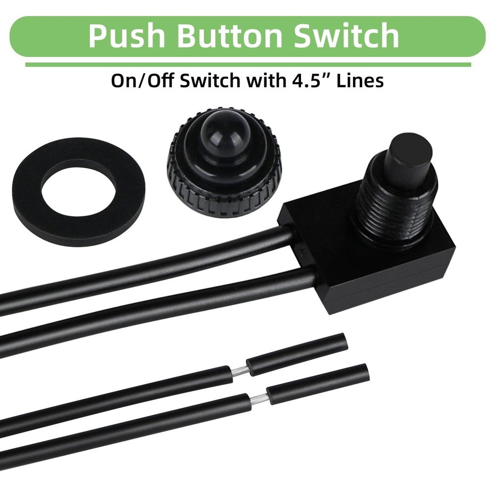 2PCS IP67 Waterproof Push Button Switch, 12V DC SPST ON-Off Switch for RV, Au...