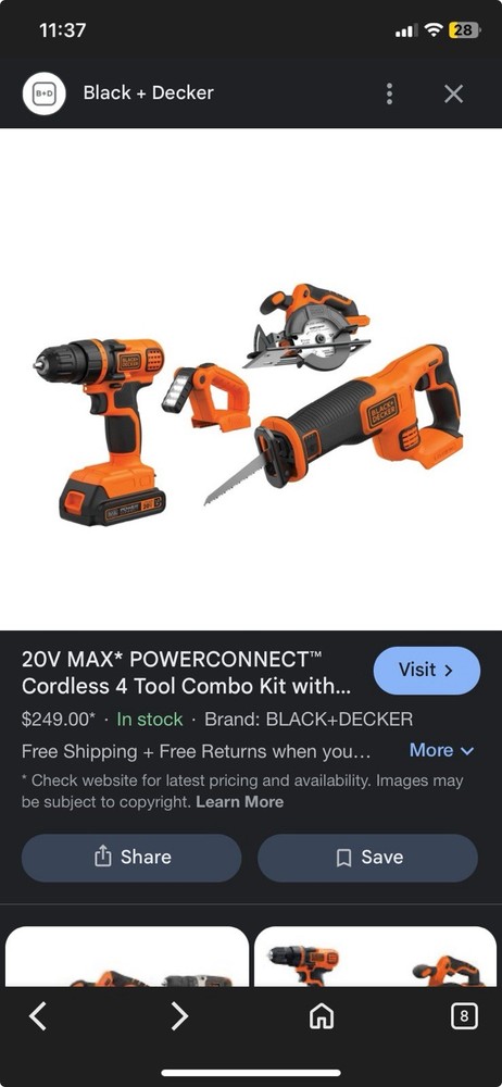 BLACK+DECKER BD4KITCDCRL 20V MAX Cordless Drill Combo Kit - Black/Orange