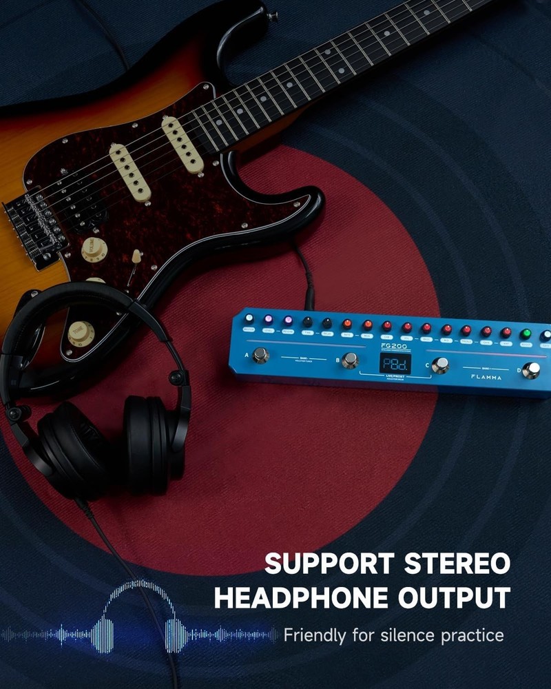 Creative Guitar Effects Processor with 7 Modules & Built-in Drum Machine - Blue