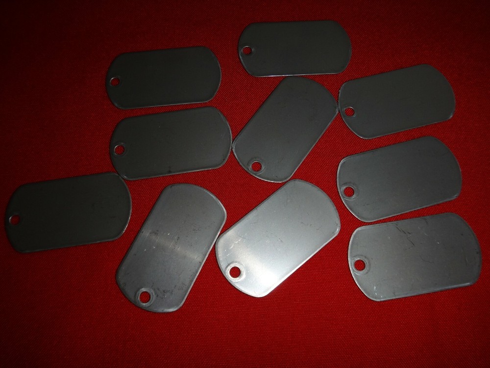 Lot Of 10 Plain Inscribable Stainless Steel DOG TAGS *Never Used*