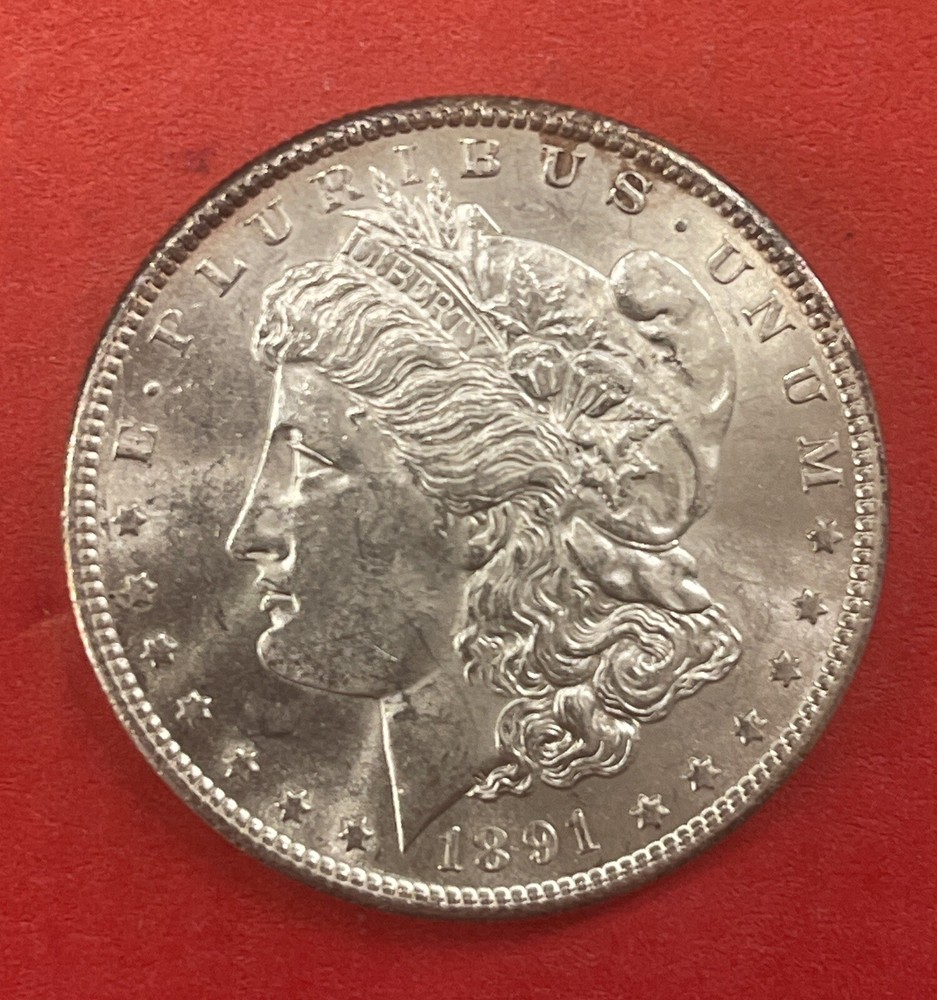 1891 S Morgan Silver Dollar, Choice to Gem Uncirculated.