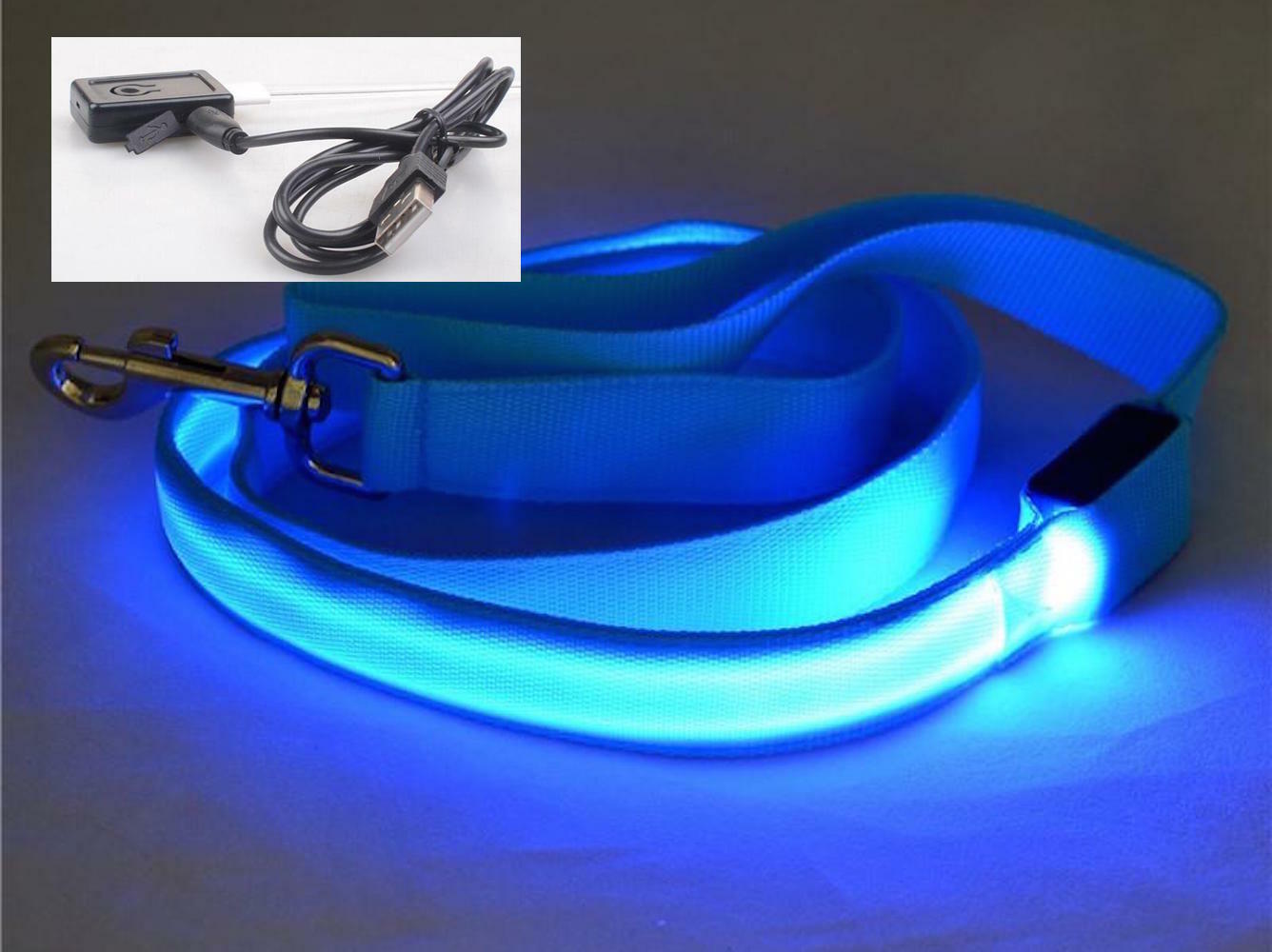 RECHARGEABLE 1FT-LED 4FT-LEASH glow light Dog Pet Safety Lead FOR Collar Harness