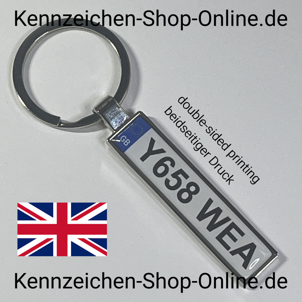 License Plate Keyring England Personalised