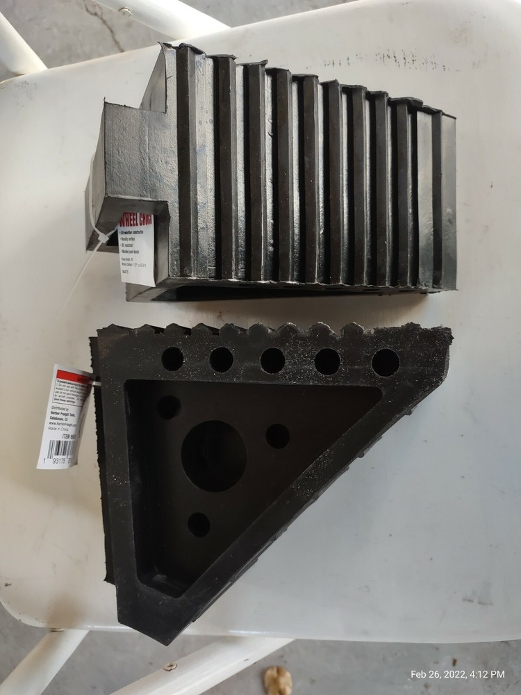 Haul Master Solid Rubber Wheel Chock - 2 chocks -45 degree angle New