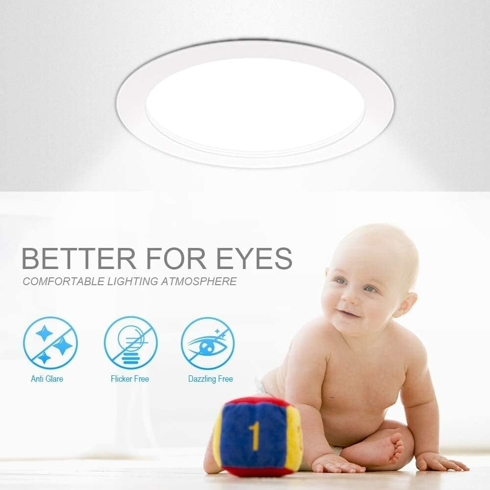 6 packs 6 inch Ultra-Thin Recessed Dimmable with Junction box 5000K