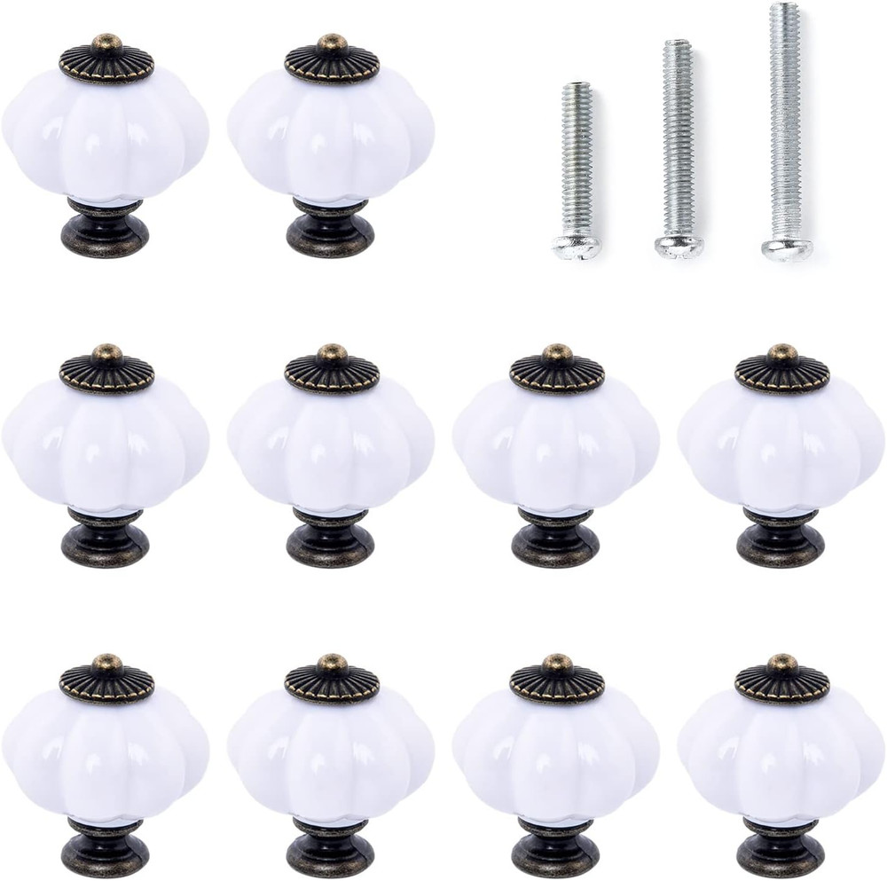 Acrylic Pumpkin Knobs, White Cabinet Knobs Set of 10 Vintage Decorative Handles